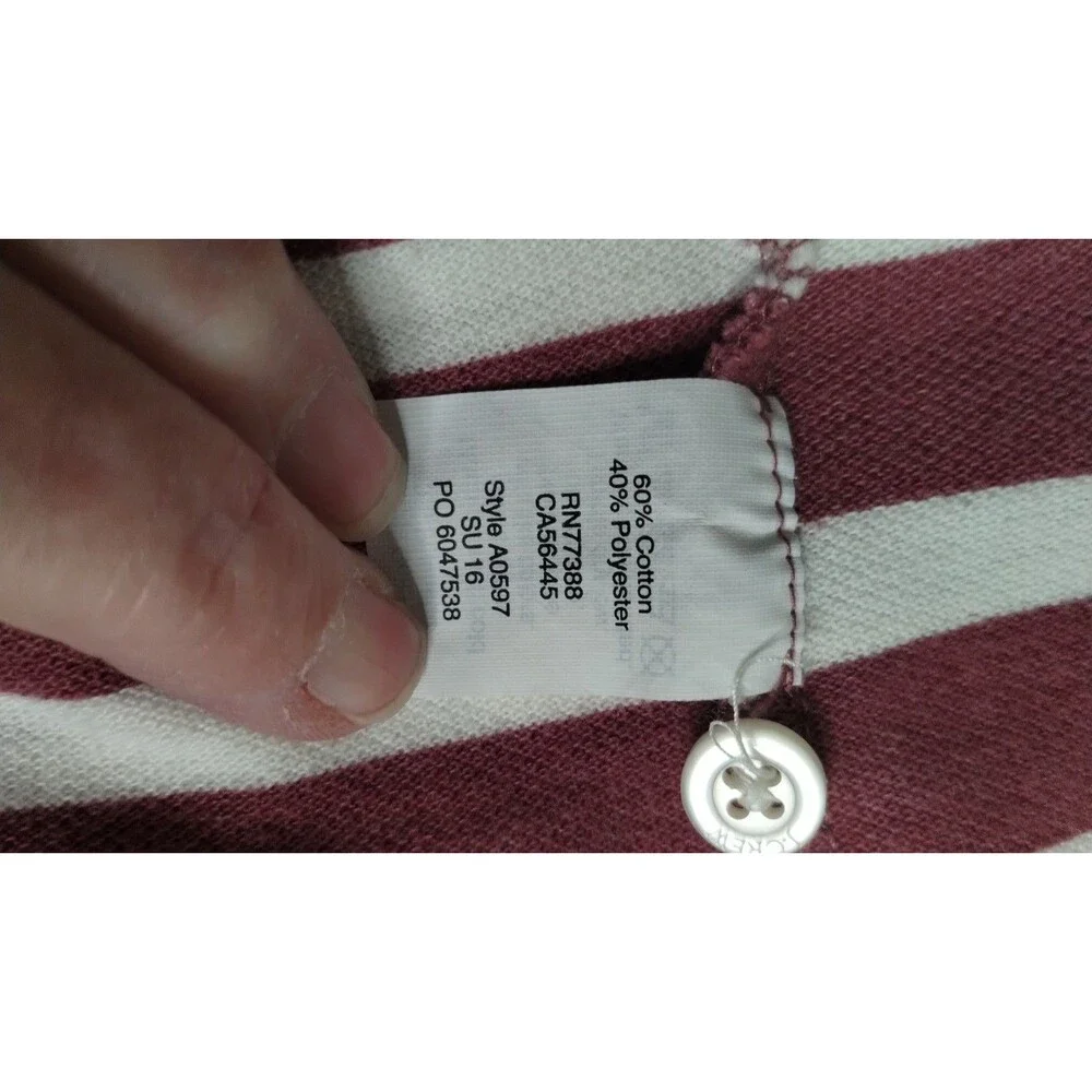 J Crew Men’s Polo Shirt Short Sleeve Striped Red White Collared Large